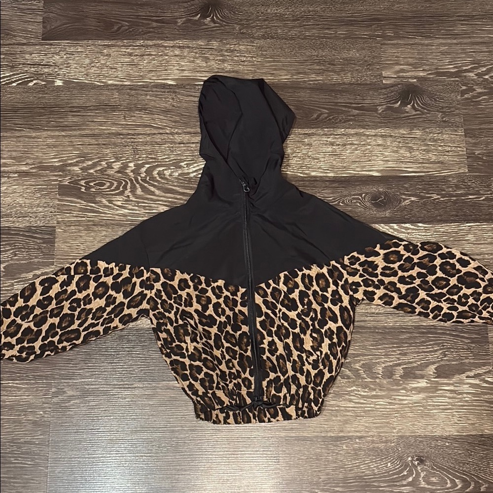 Girls black and cheetah light jacket